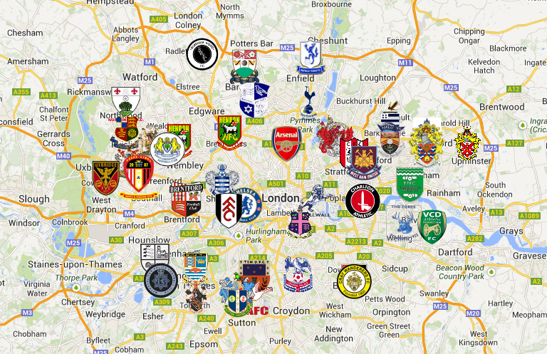 Mappa squadre calcio londra